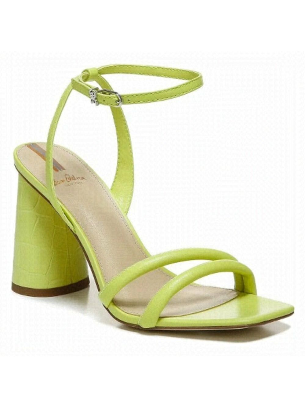 SAM Edelman Bnwot "Kia" Ankle Strap Block Heel Lime Green Women New